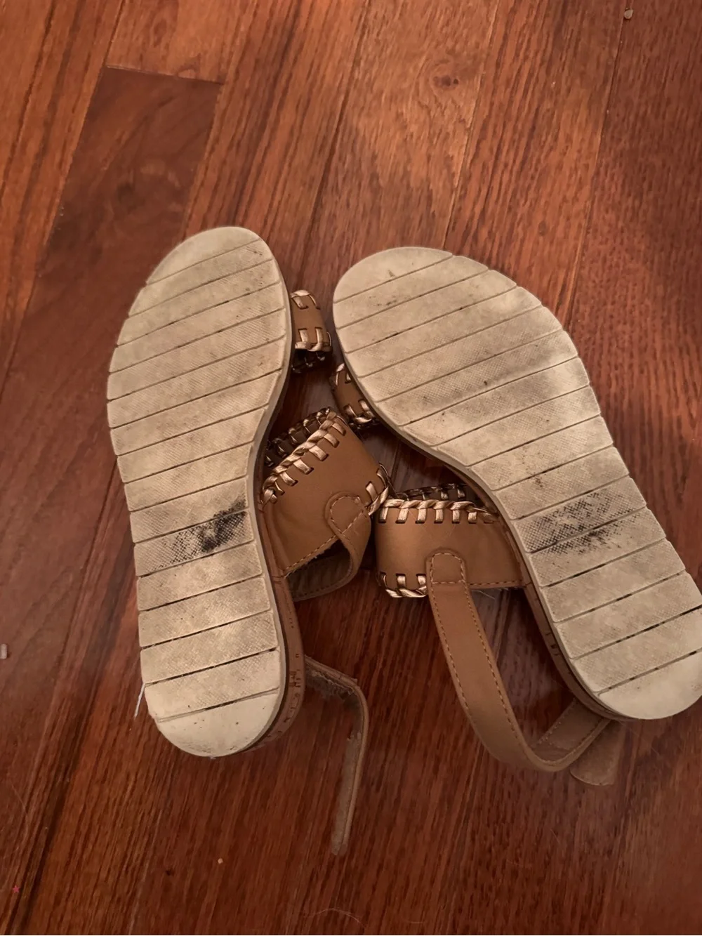 DV by Dolce Vita Kids Tan Braided-Trim Hook-and-Loop Sandals